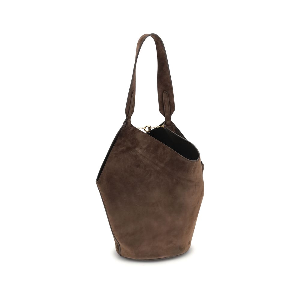 Khaite Brown Calf Leather Bos Taurus Shoulder Bag | Regal Royce