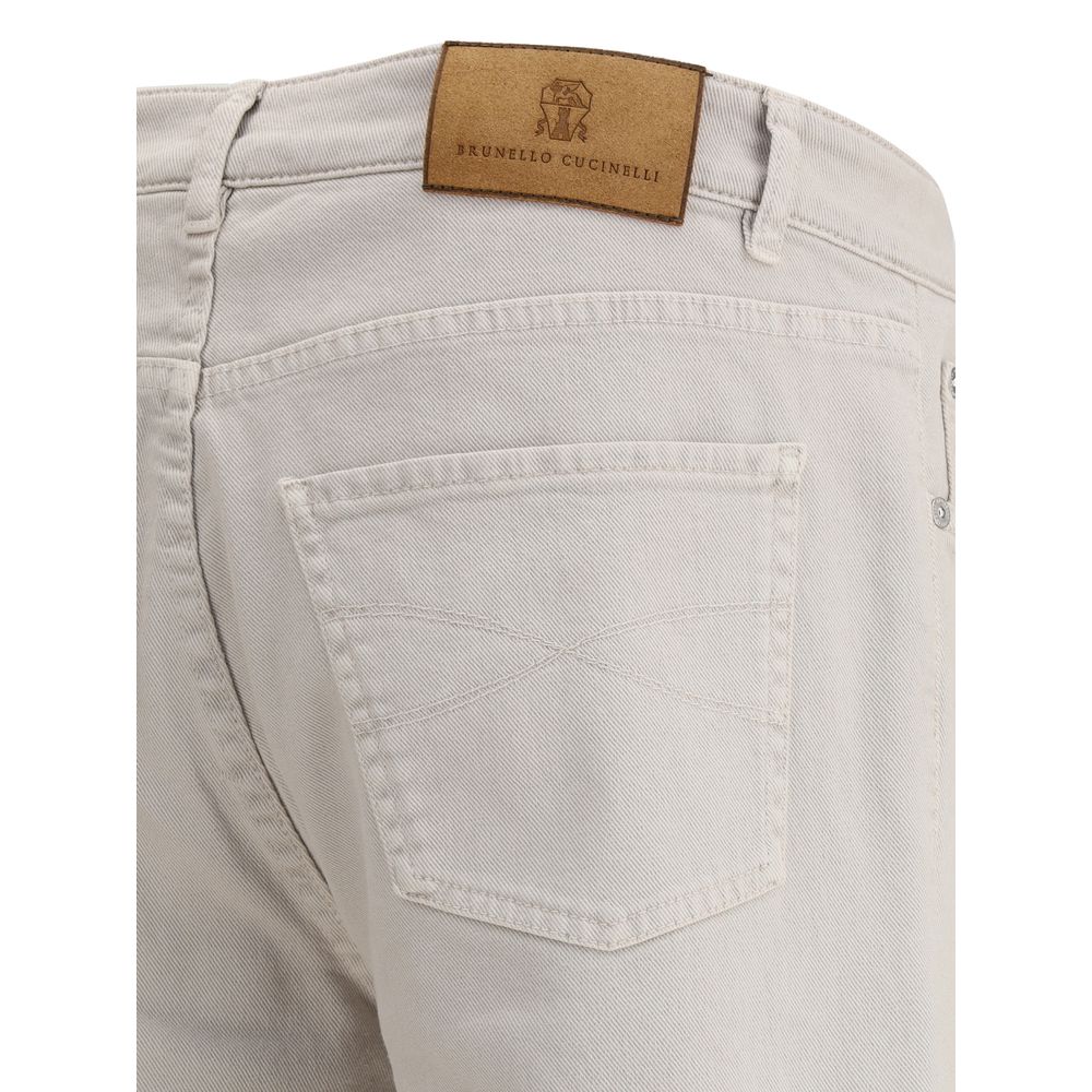 Brunello Cucinelli Beige Cotton Straight-Leg Jeans | Regal Royce