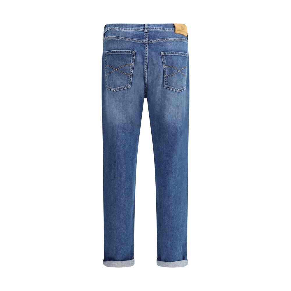 Brunello Cucinelli Blue Cotton Straight-Leg Jeans | Regal Royce