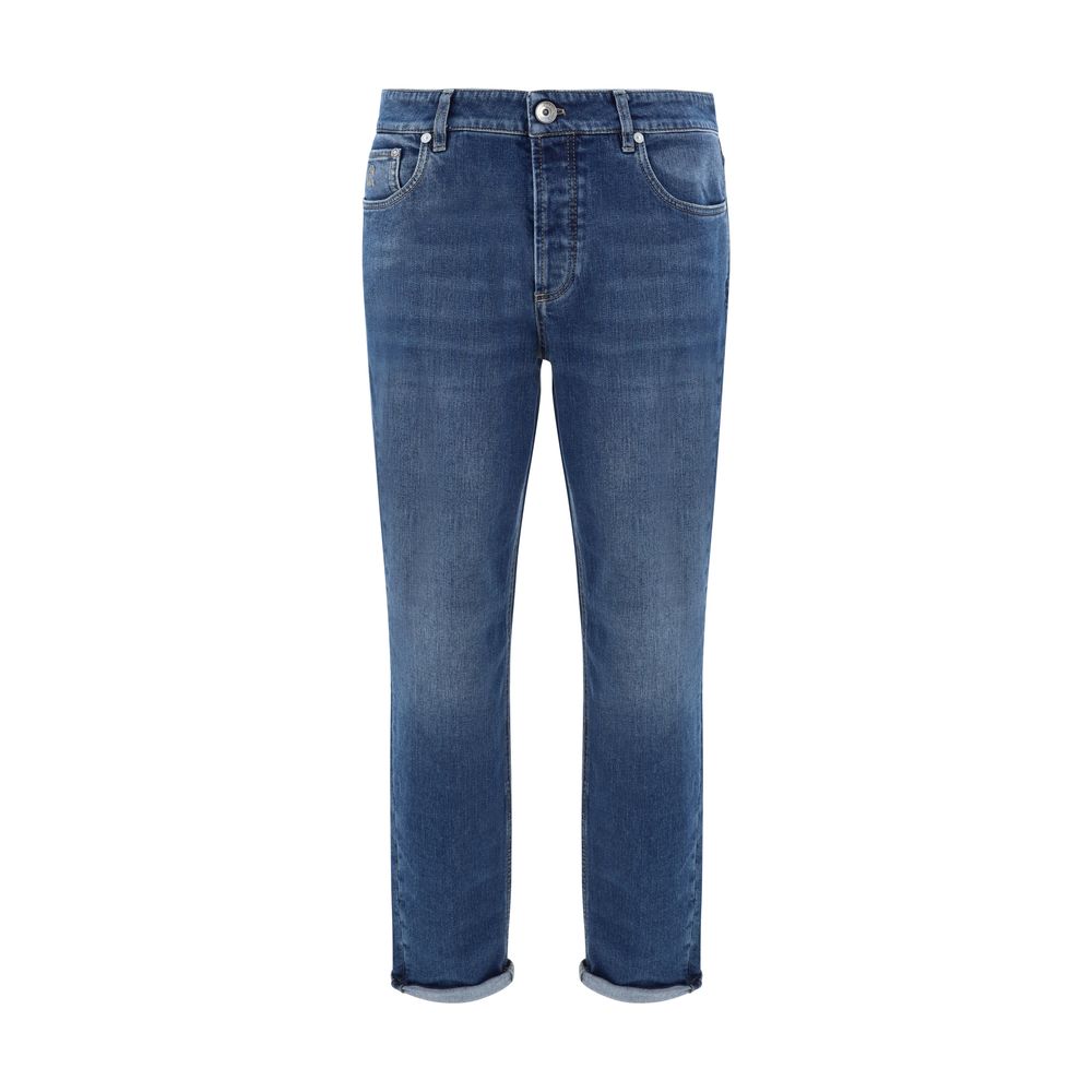 Brunello Cucinelli Blue Cotton Straight-Leg Jeans | Regal Royce