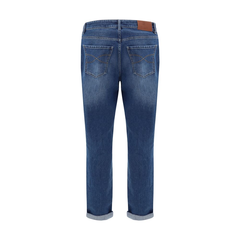 Brunello Cucinelli Blue Cotton Straight-Leg Jeans | Regal Royce
