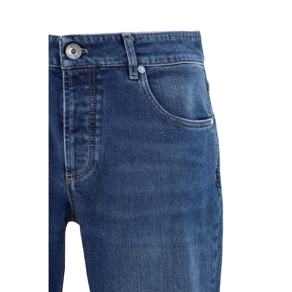 Brunello Cucinelli Blue Cotton Straight-Leg Jeans | Regal Royce