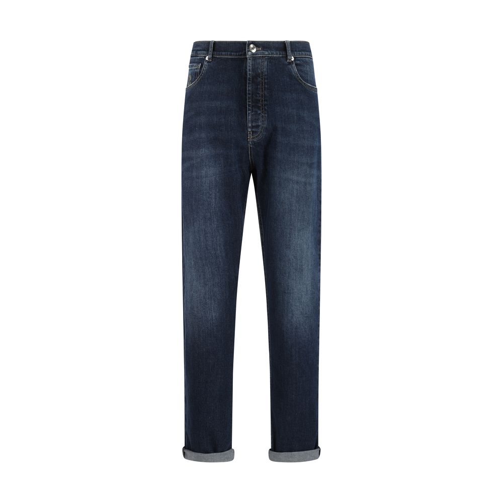 Brunello Cucinelli Blue Cotton Straight-Leg Jeans | Regal Royce