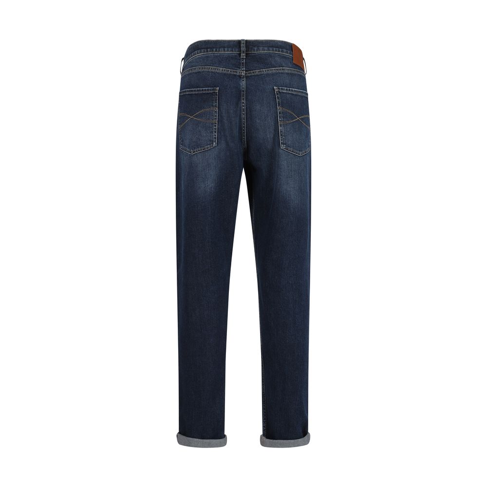 Brunello Cucinelli Blue Cotton Straight-Leg Jeans | Regal Royce