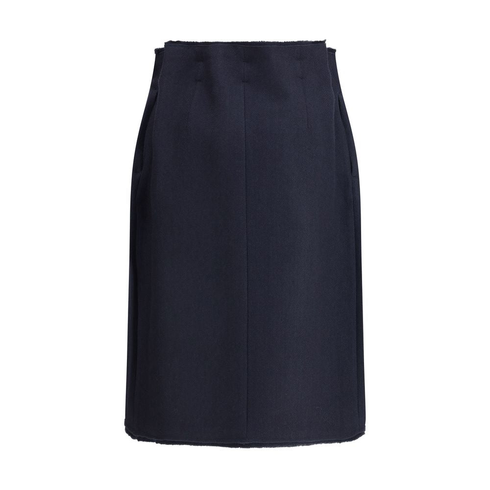 Prada Blue Fleece Wool Midi Skirt | Regal Royce