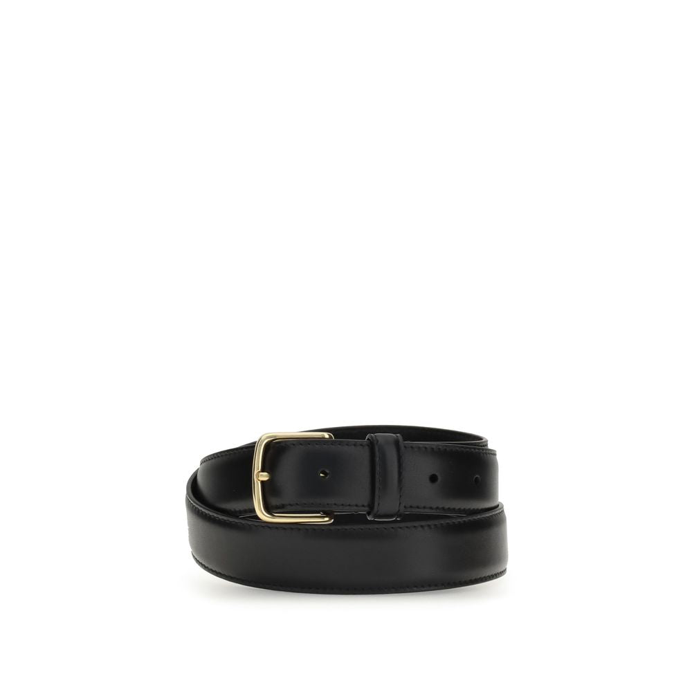 The Row Black Calf Leather Bos Taurus Regular Belt | Regal Royce
