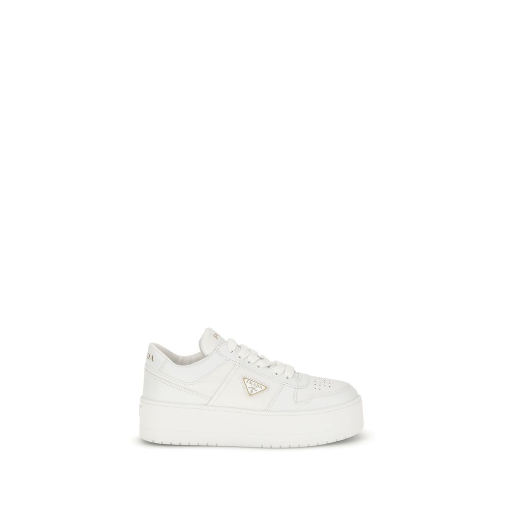 Prada White Calf Leather Bos Taurus Platform Sneakers | Regal Royce