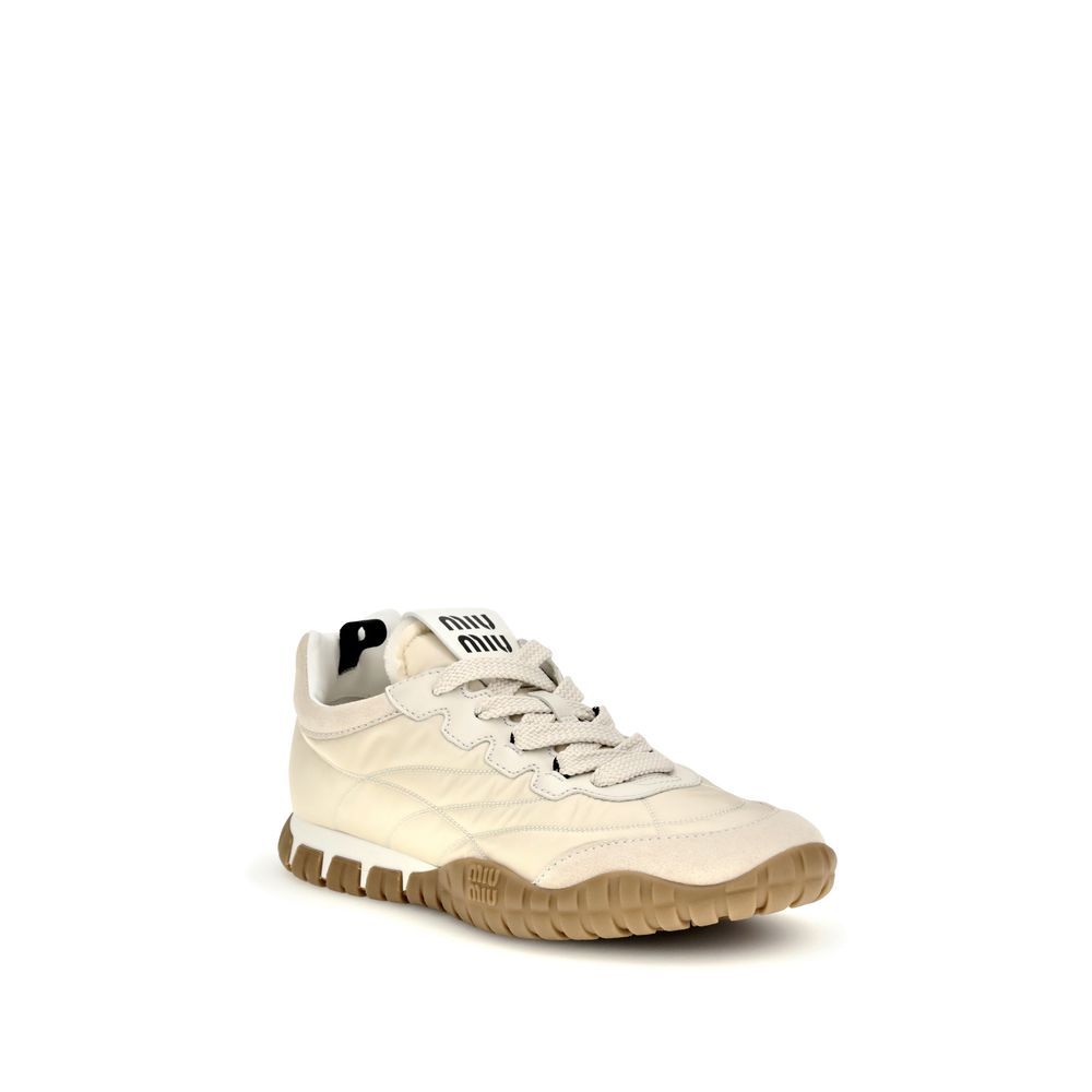 Miu Miu Cream Recycled Polyamide Athletic Sneakers | Regal Royce
