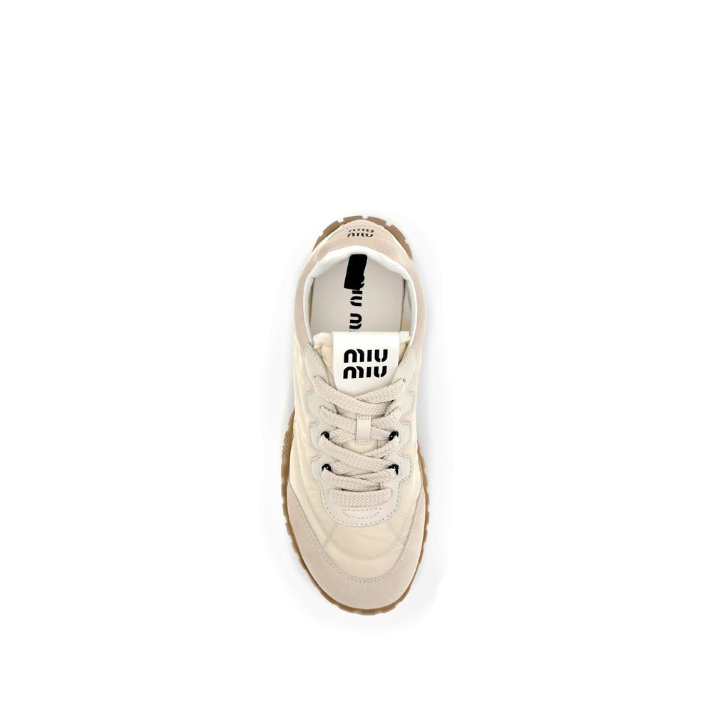 Miu Miu Cream Recycled Polyamide Athletic Sneakers | Regal Royce
