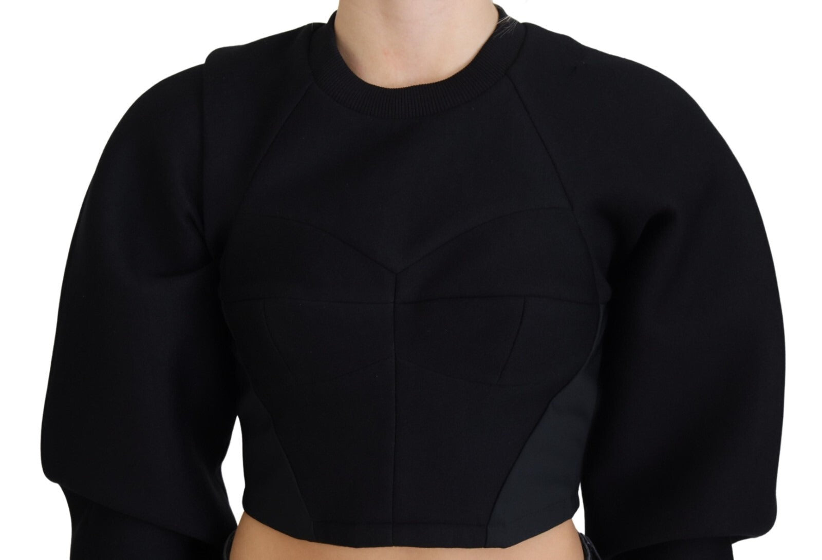 Philosophy Black Cropped Zipper Back Sweatshirt Sweater | Regal Royce