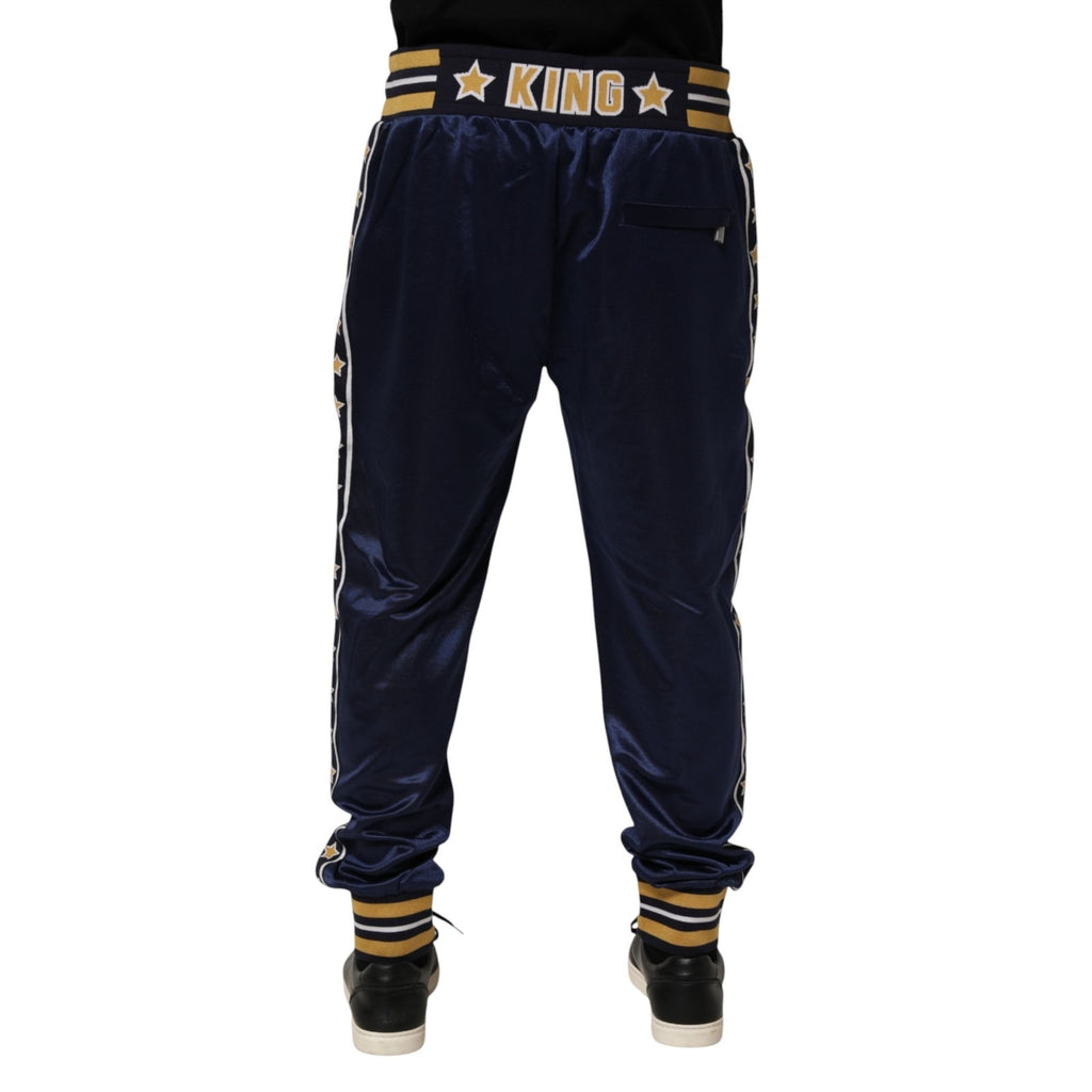 Dolce & Gabbana Blue Nylon Jogger Mid Waist Trouser Pants