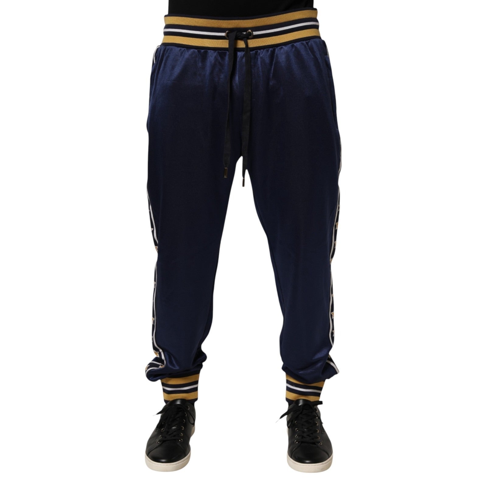 Dolce & Gabbana Blue Nylon Jogger Mid Waist Trouser Pants | Regal Royce