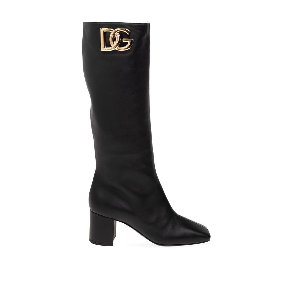 Dolce & Gabbana Black Calfskin Ankle Boots