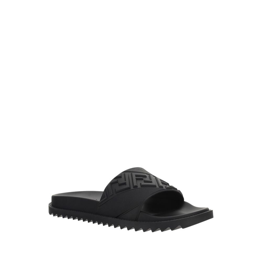 Fendi Black Rubber Flat Sandals | Regal Royce