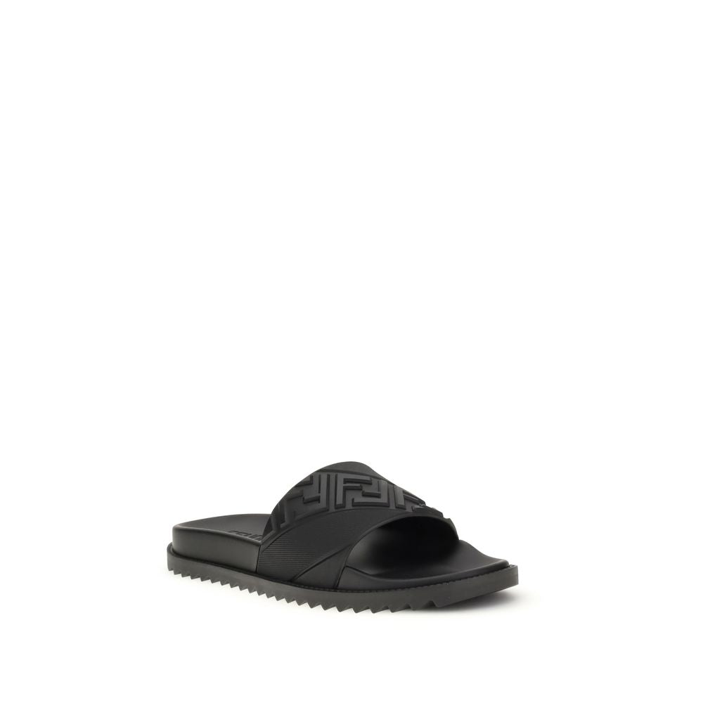 Fendi Black Rubber Flat Sandals | Regal Royce