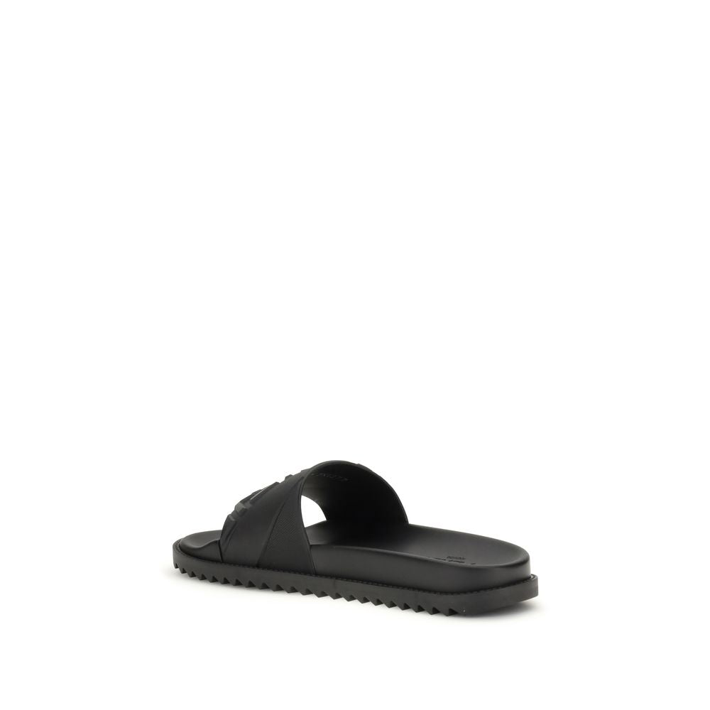 Fendi Black Rubber Flat Sandals | Regal Royce