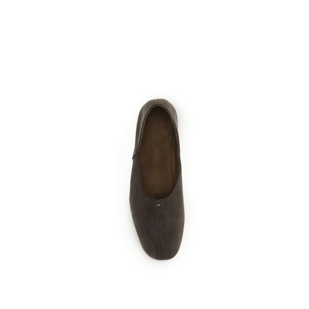 Khaite Brown Calf Leather Bos Taurus Ballet Flats | Regal Royce