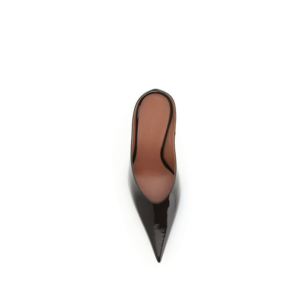 Amina Muaddi Brown Calf Leather Bos Taurus High Heel Pumps | Regal Royce