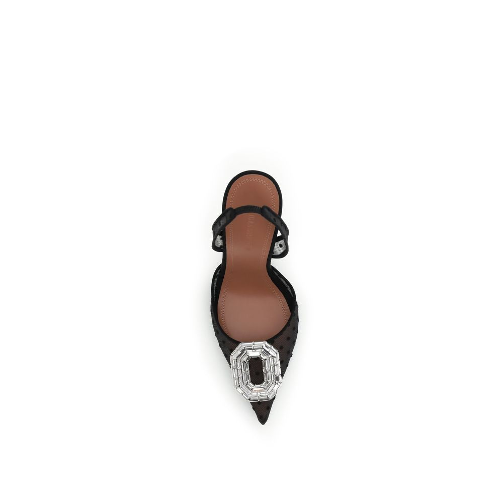 Amina Muaddi Black Silk High Heel Pumps | Regal Royce