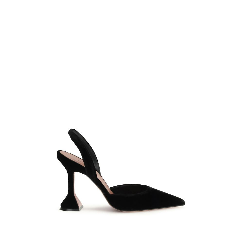 Amina Muaddi Black Rubber High Heel Pumps | Regal Royce