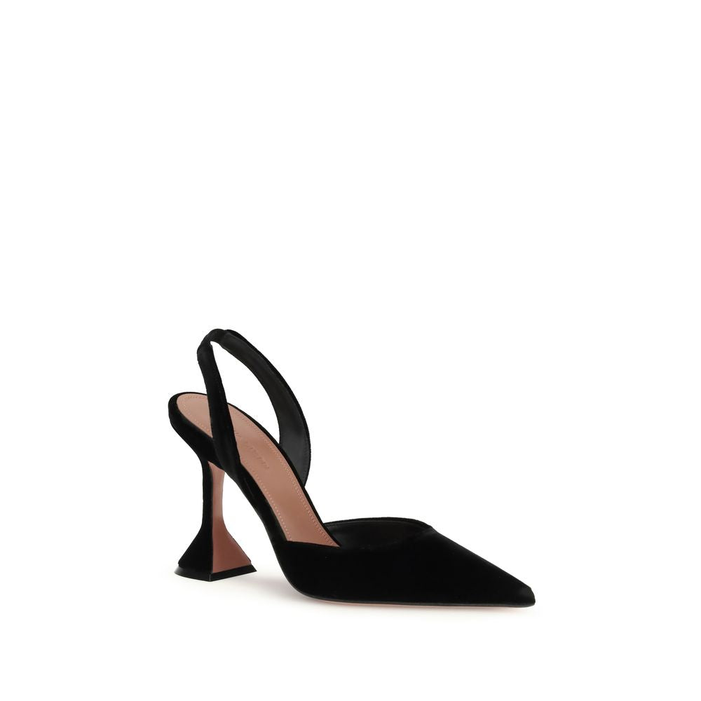 Amina Muaddi Black Rubber High Heel Pumps | Regal Royce