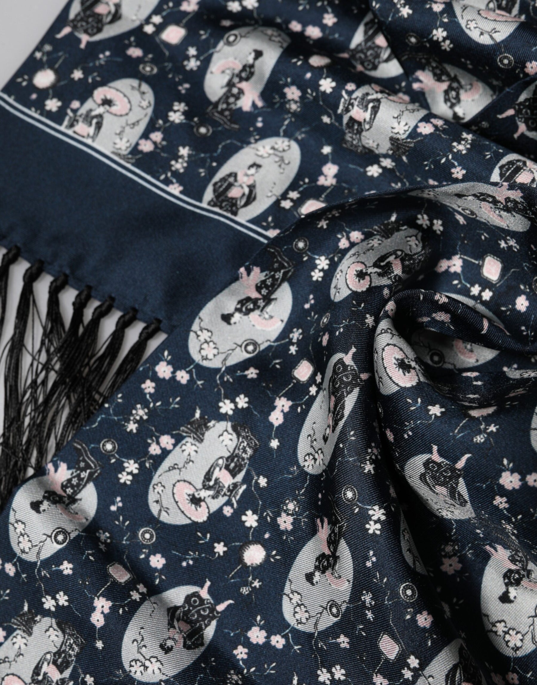 Dolce & Gabbana Navy Blue Silk Neck Wrap Shawl Men Scarf | Regal Royce