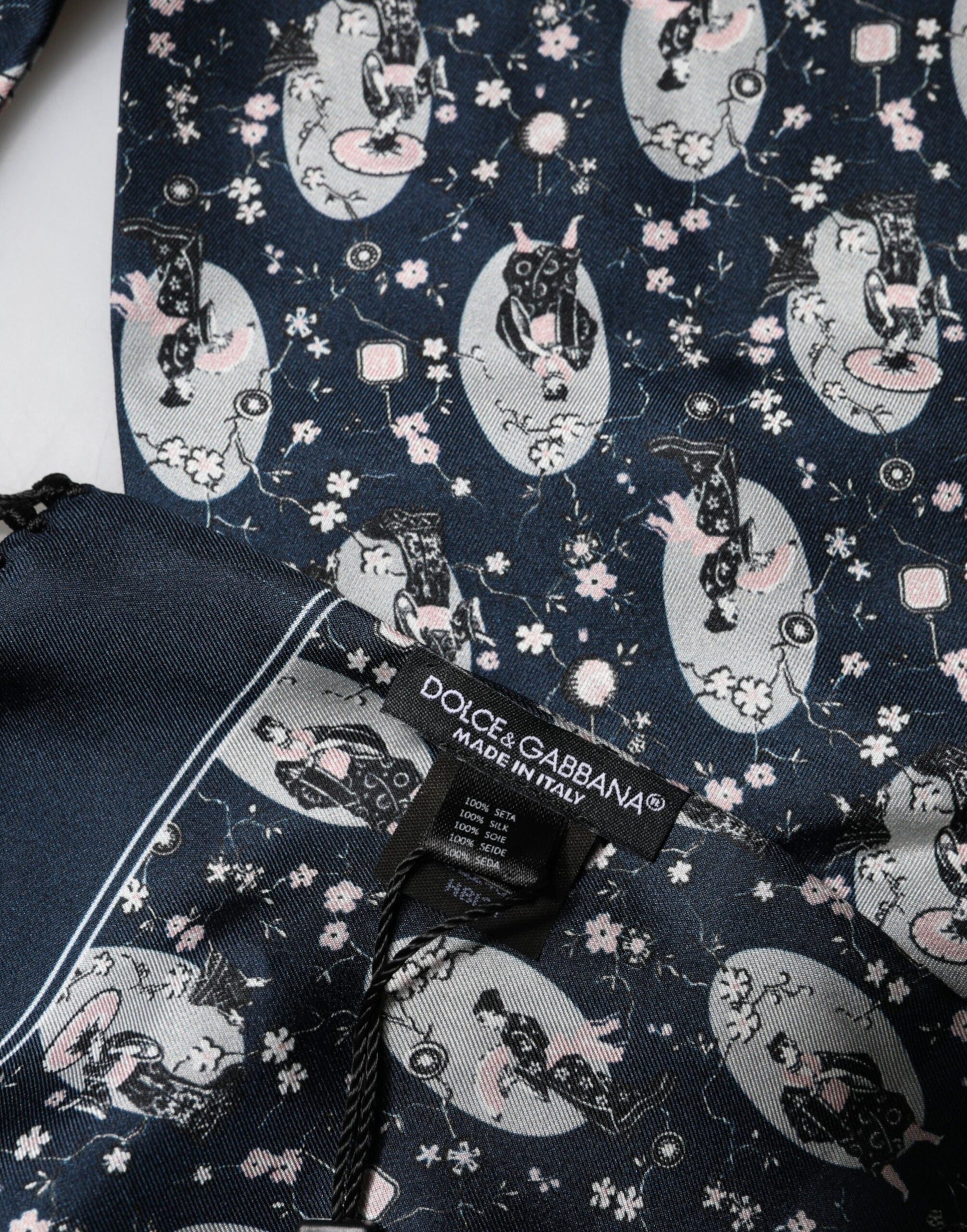 Dolce & Gabbana Navy Blue Silk Neck Wrap Shawl Men Scarf | Regal Royce