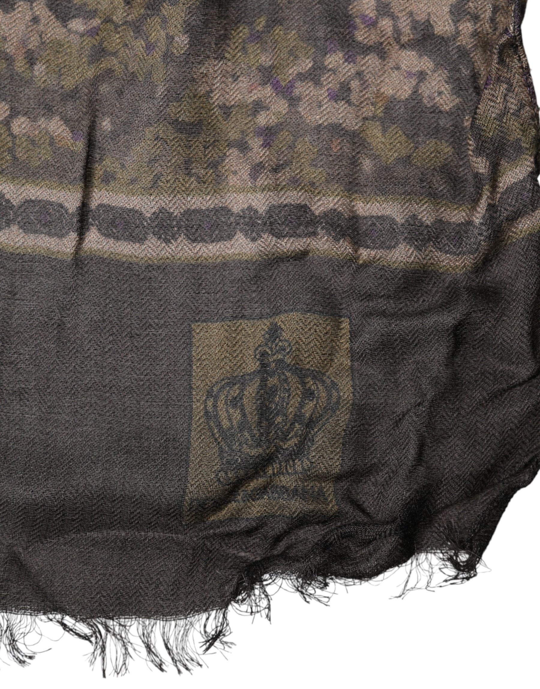 Dolce & Gabbana Brown Camouflage Modal Men Shawl Scarf | Regal Royce
