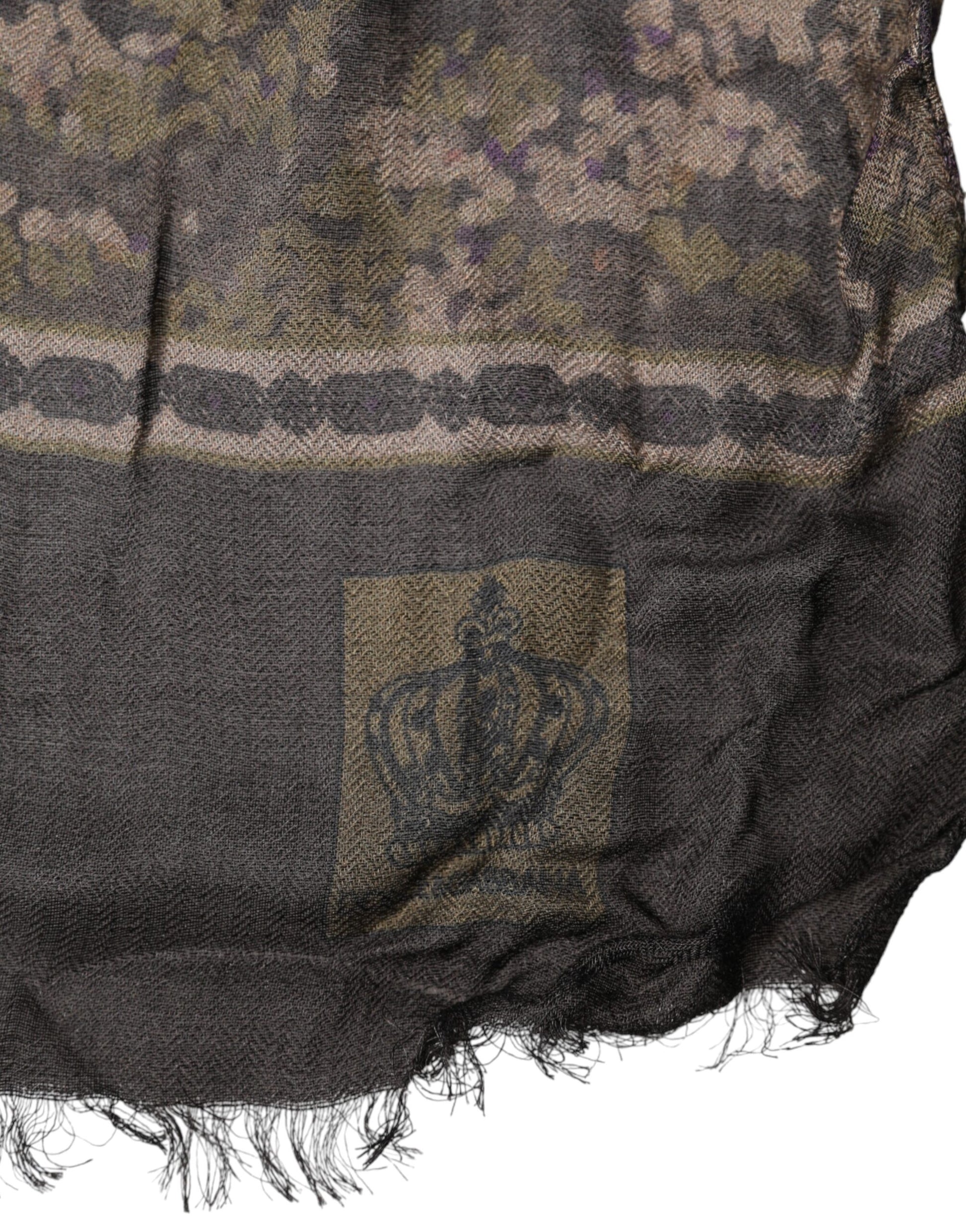 Dolce & Gabbana Brown Camouflage Modal Men Shawl Scarf | Regal Royce