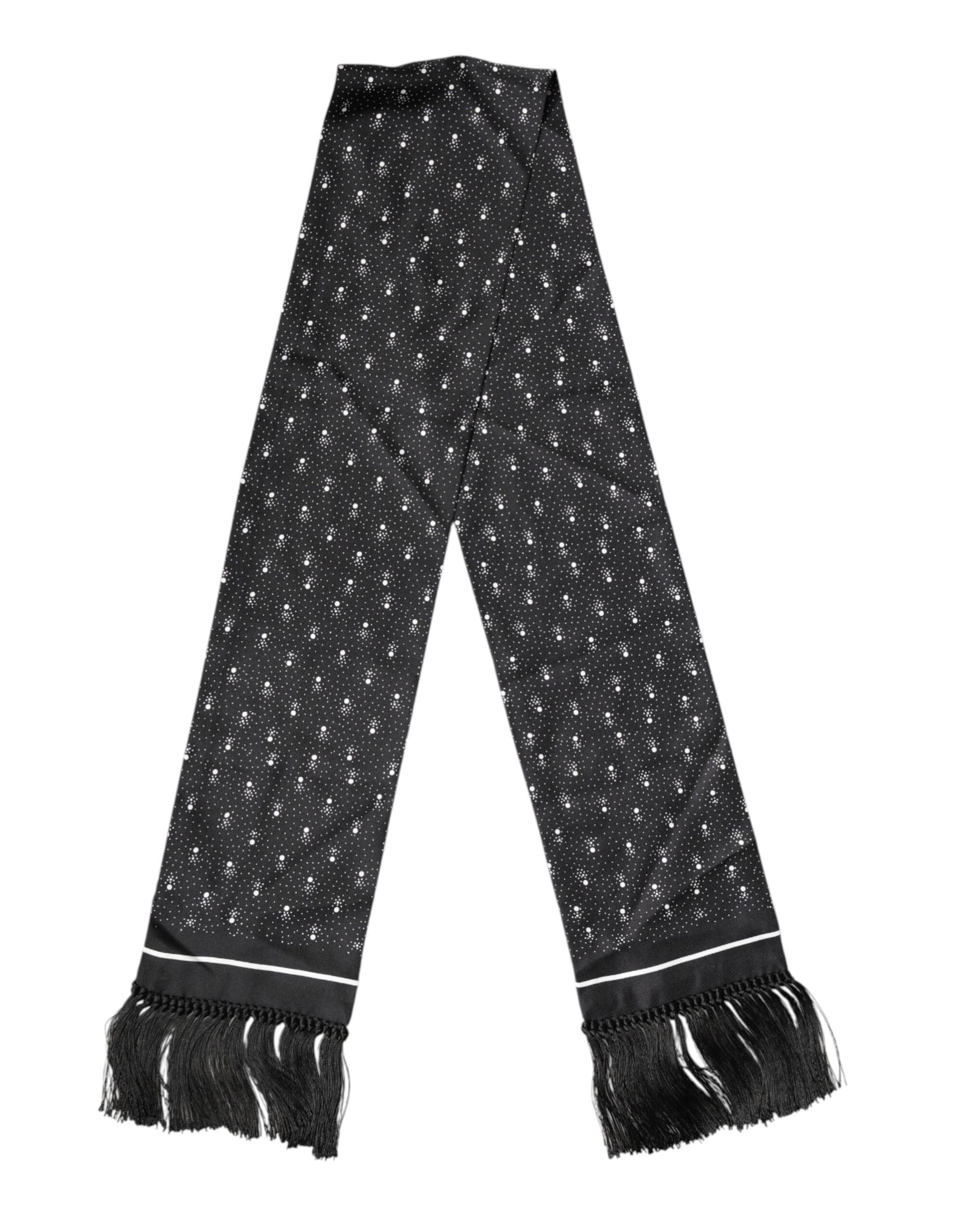 Dolce & Gabbana Black Silk Dotted Men Neck Wrap Shawl Scarf | Regal Royce