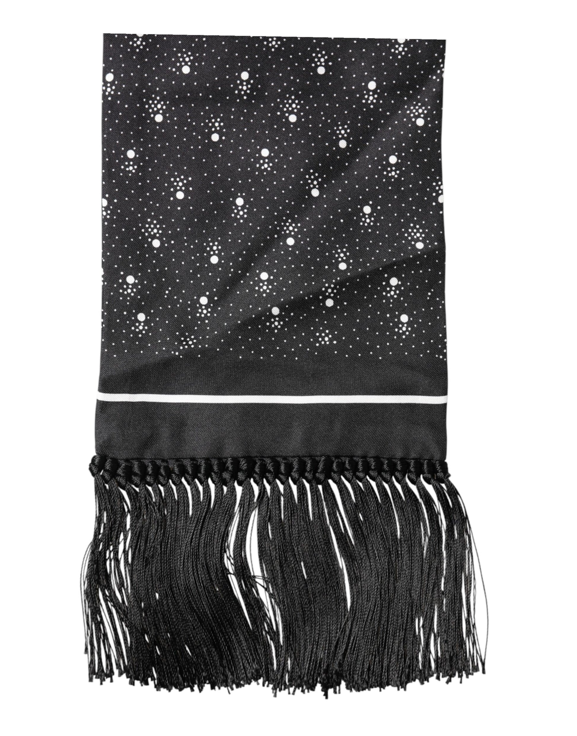 Dolce & Gabbana Black Silk Dotted Men Neck Wrap Shawl Scarf | Regal Royce