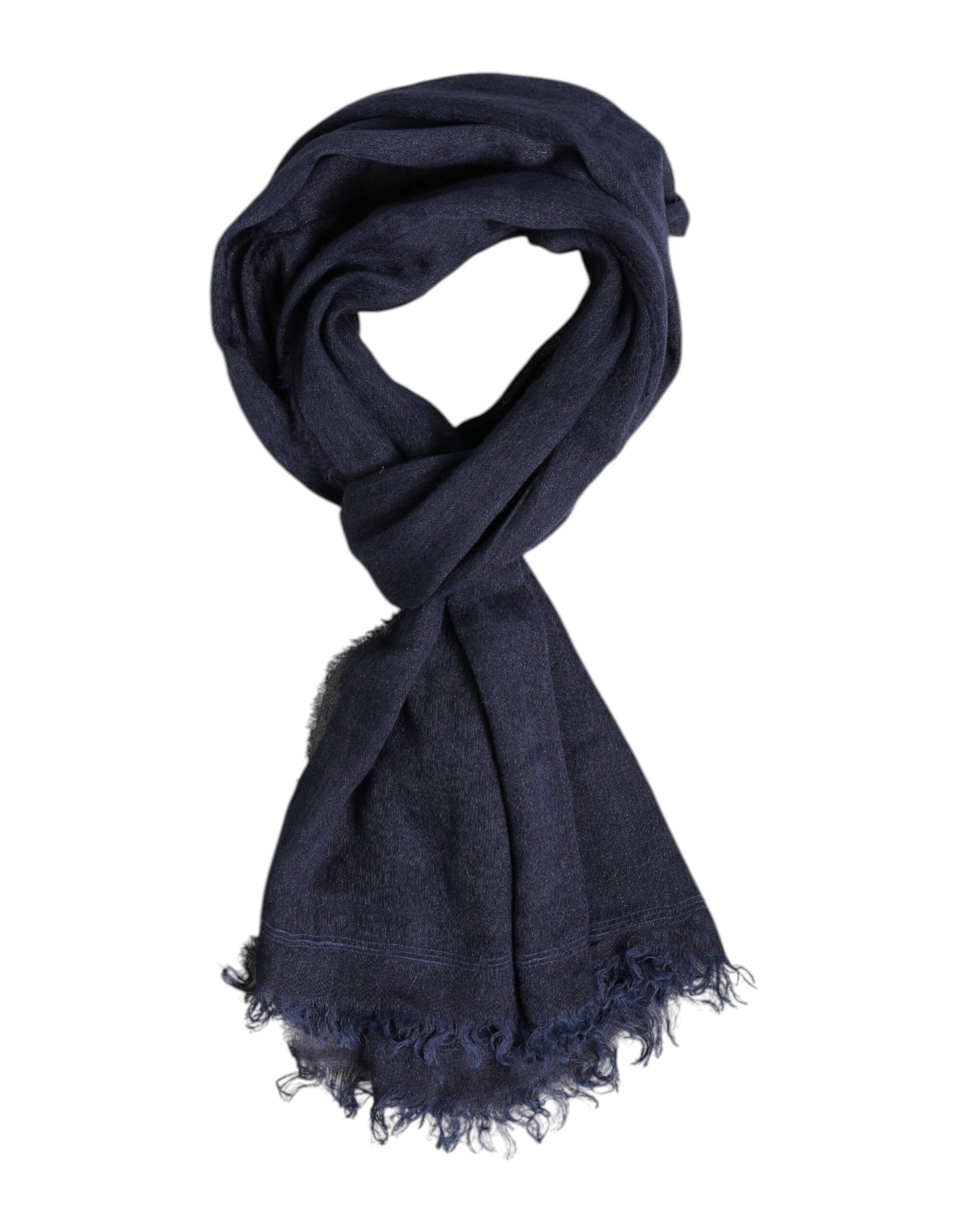 Dolce & Gabbana Blue Linen Neck Wrap Men Shawl Fringe Scarf | Regal Royce