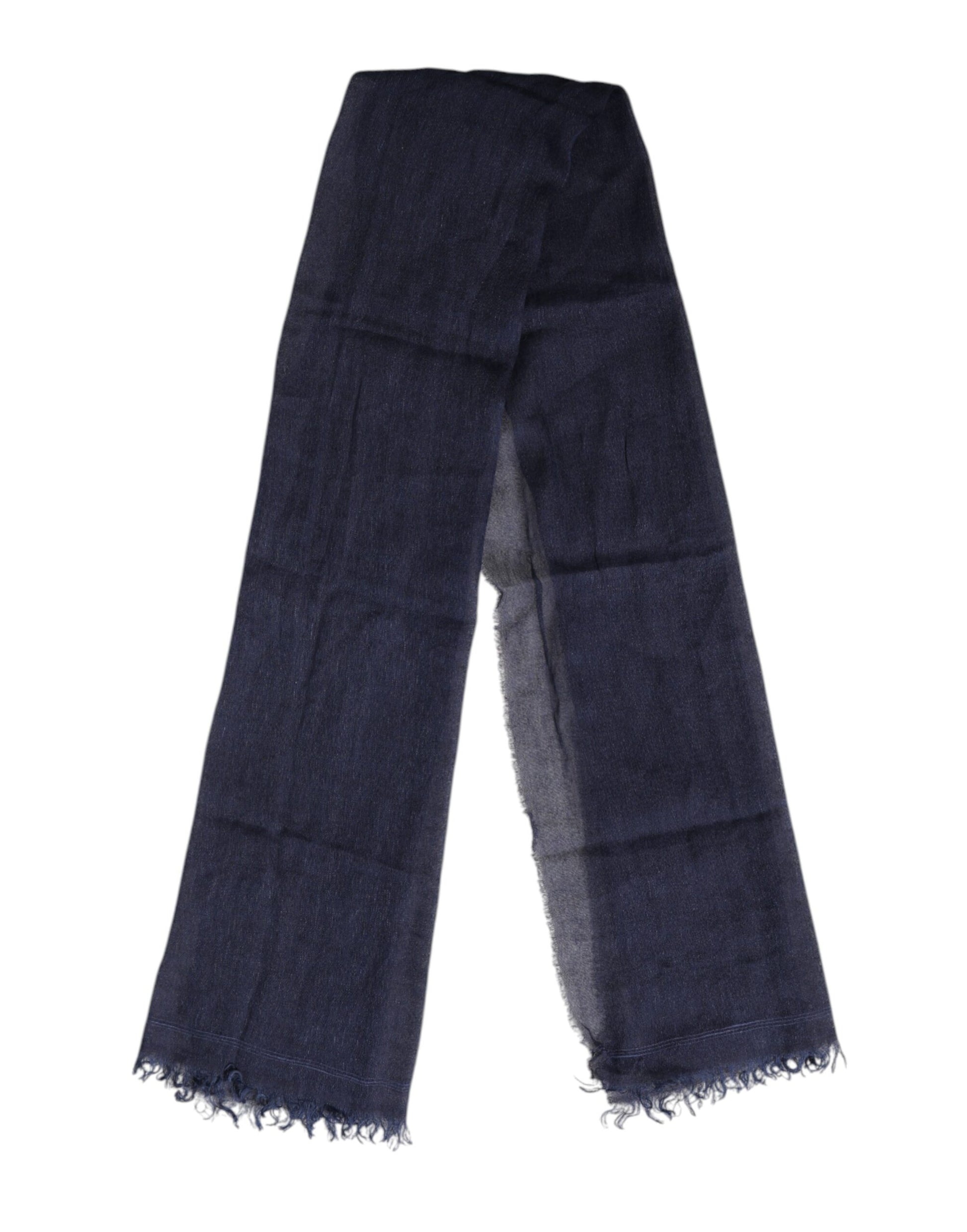 Dolce & Gabbana Blue Linen Neck Wrap Men Shawl Fringe Scarf | Regal Royce
