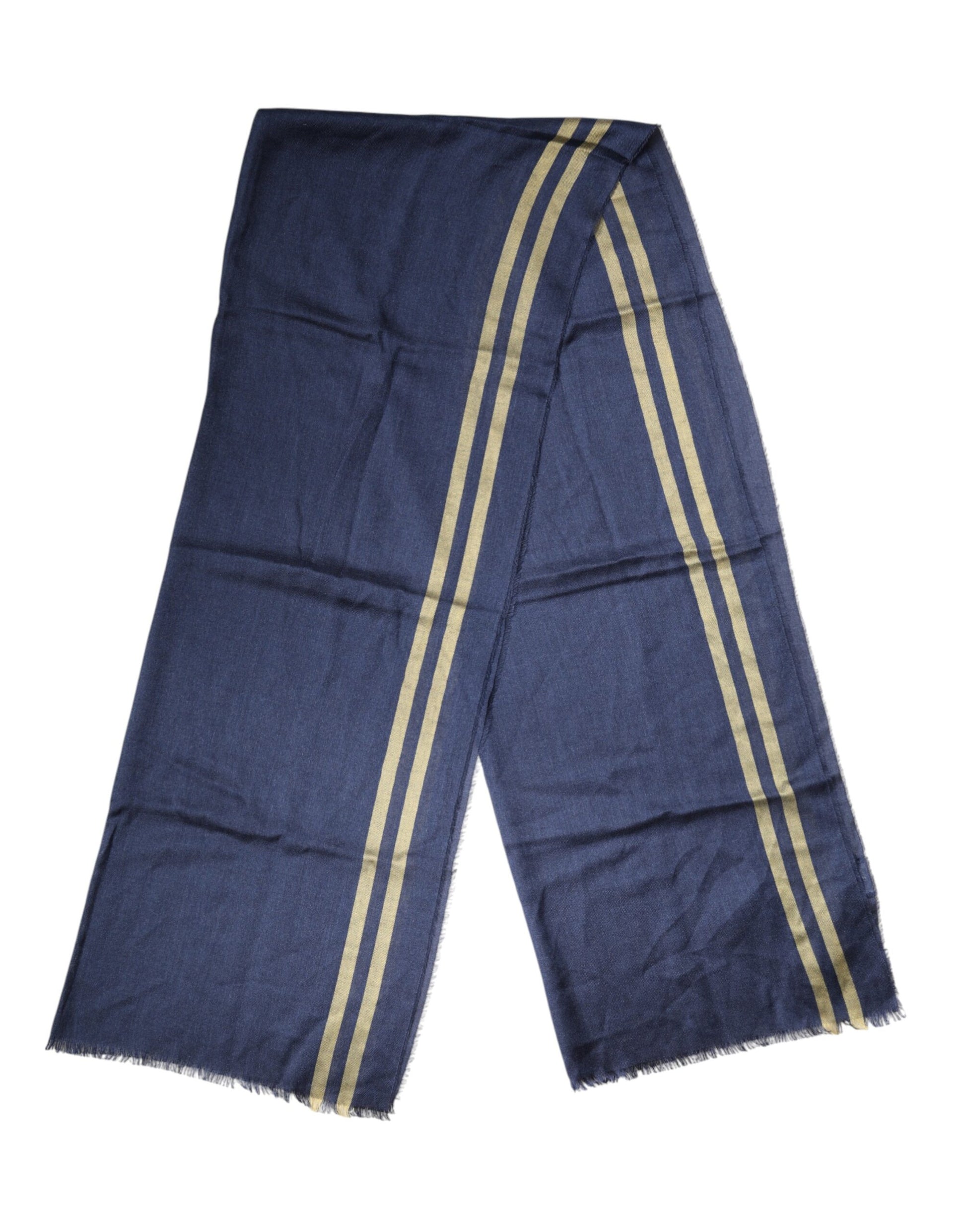 Dolce & Gabbana Blue Cashmere Neck Wrap Shawl Fringes Scarf | Regal Royce
