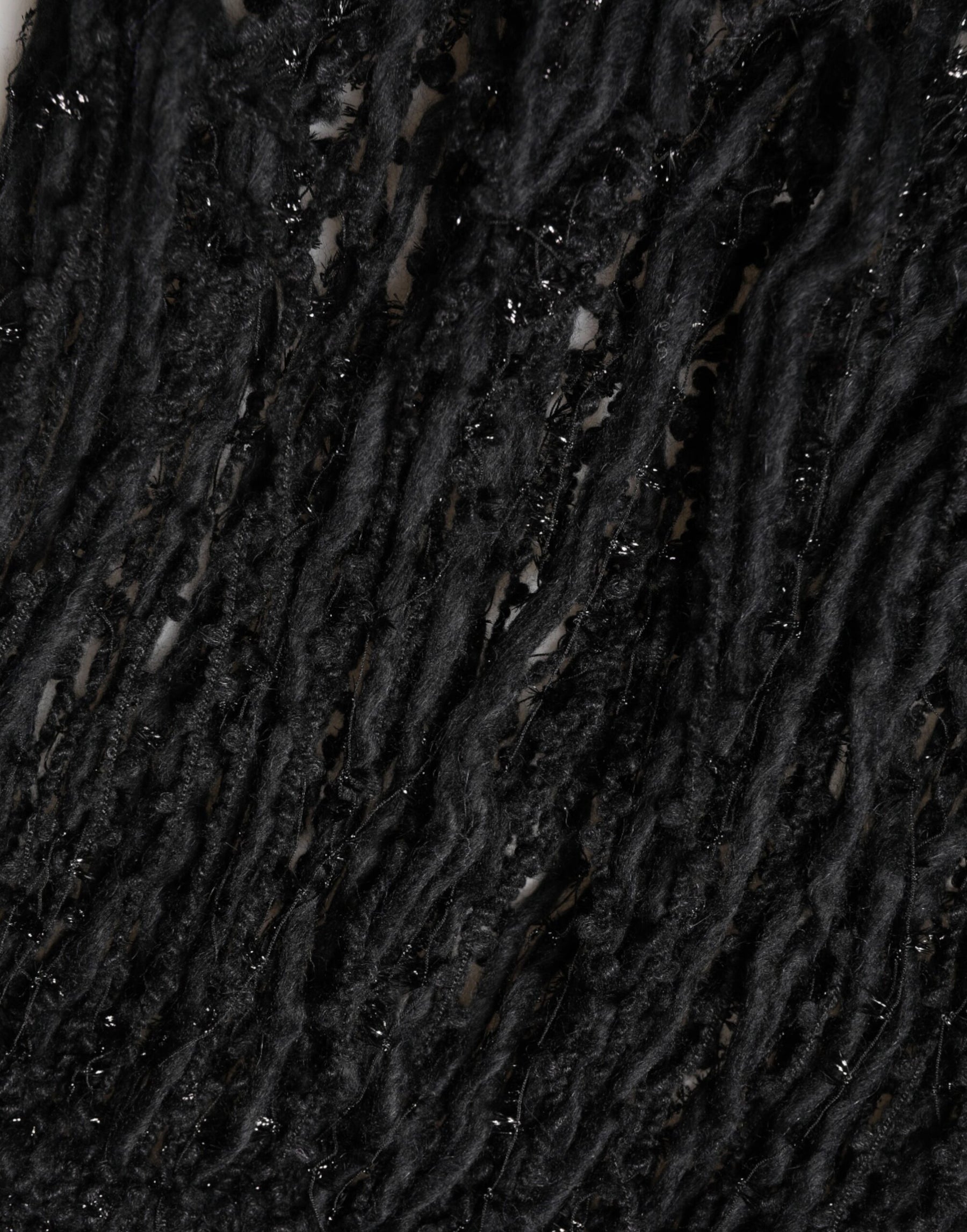 Dolce & Gabbana Black Cashmere Knit Shawl Fringes Scarf | Regal Royce