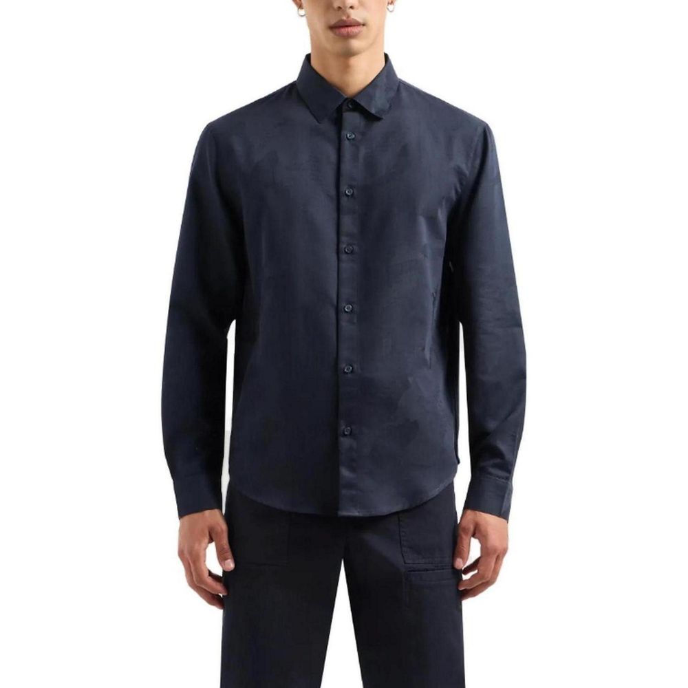 Armani Exchange Blue Cotton Dress Shirt | Regal Royce