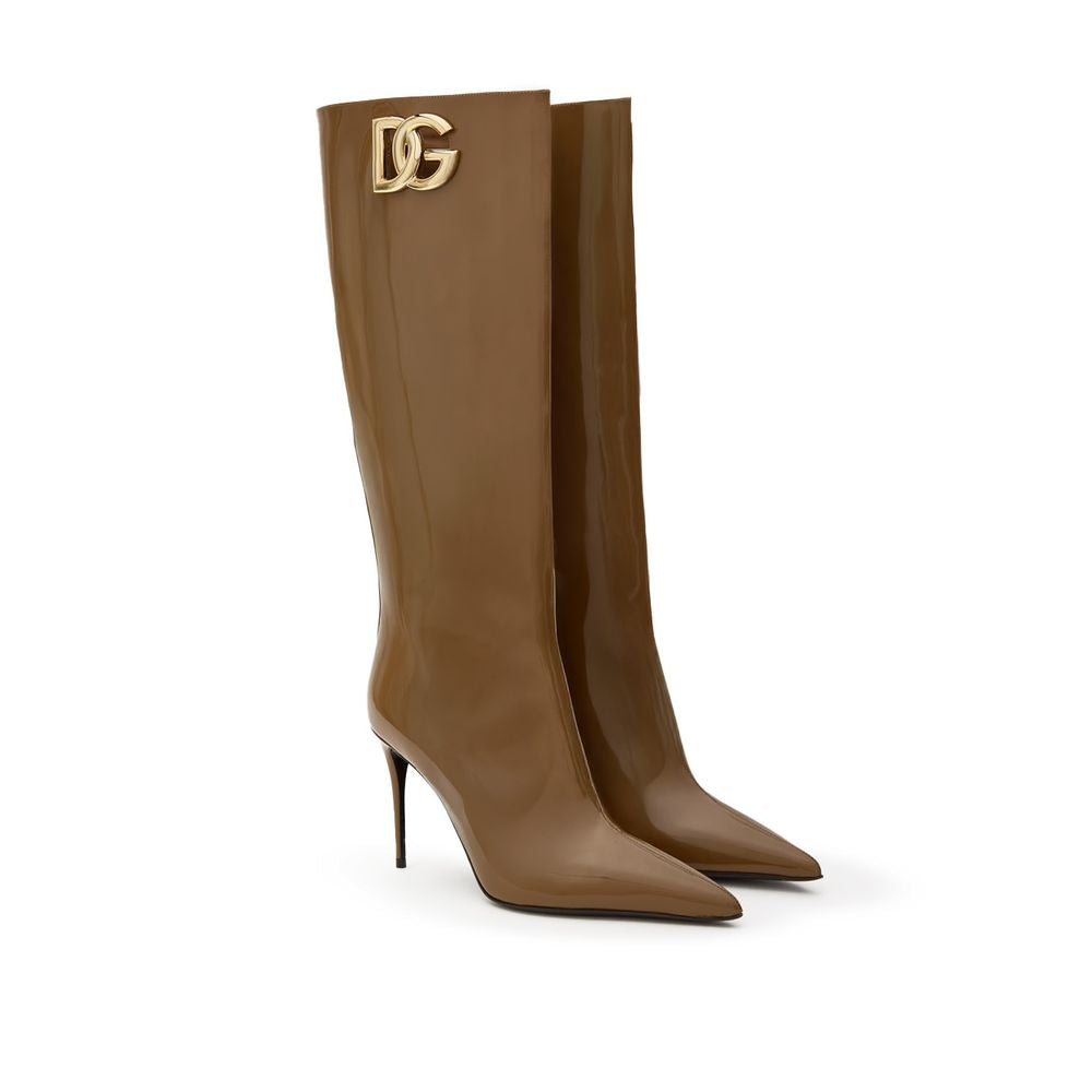 Dolce & Gabbana Brown Leather High Heel Boots | Regal Royce