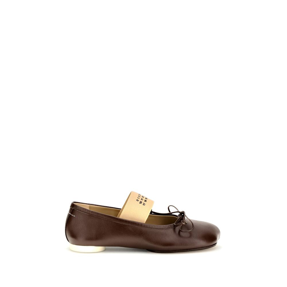 MM6 Brown Calf Leather Bos Taurus Ballet Flats | Regal Royce