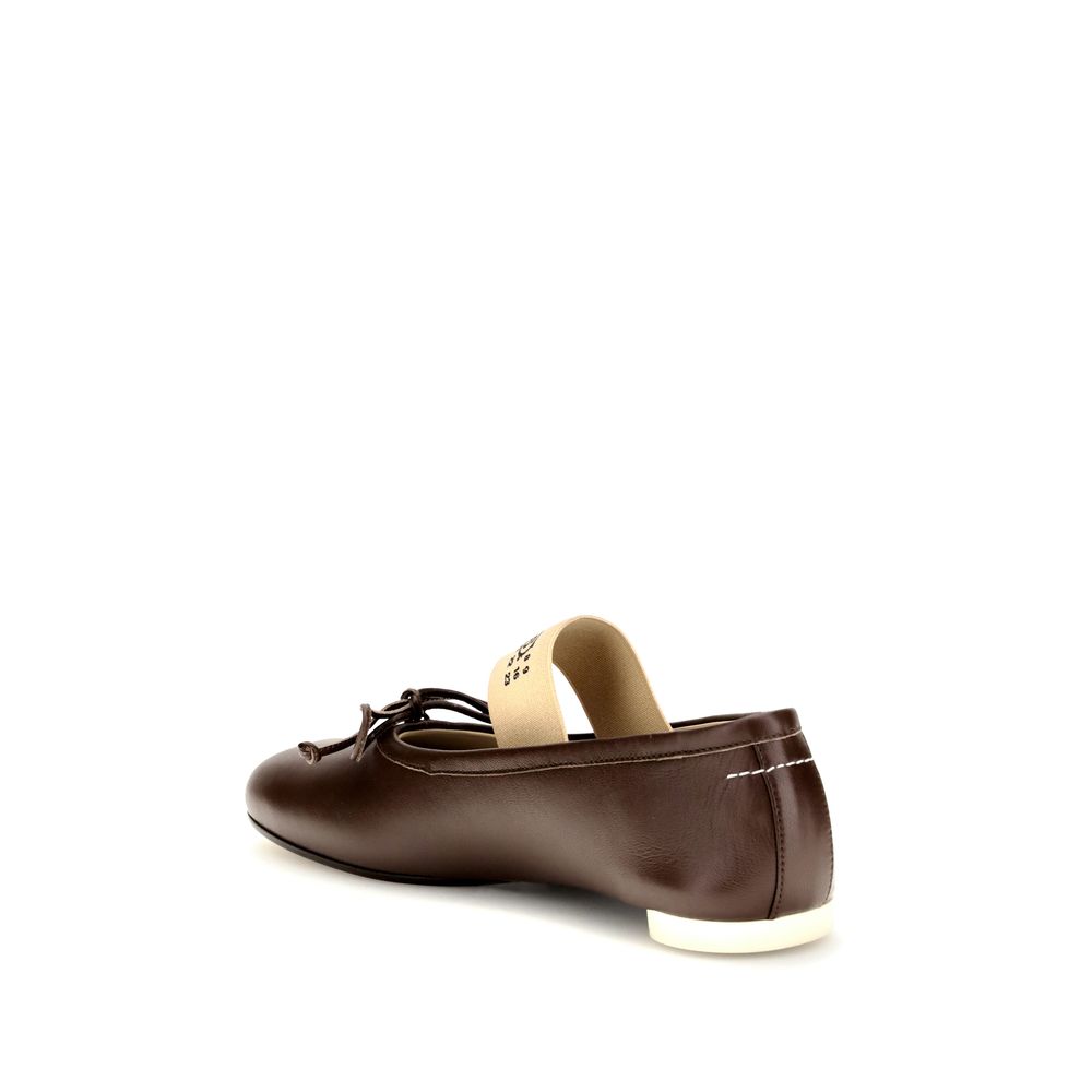 MM6 Brown Calf Leather Bos Taurus Ballet Flats | Regal Royce