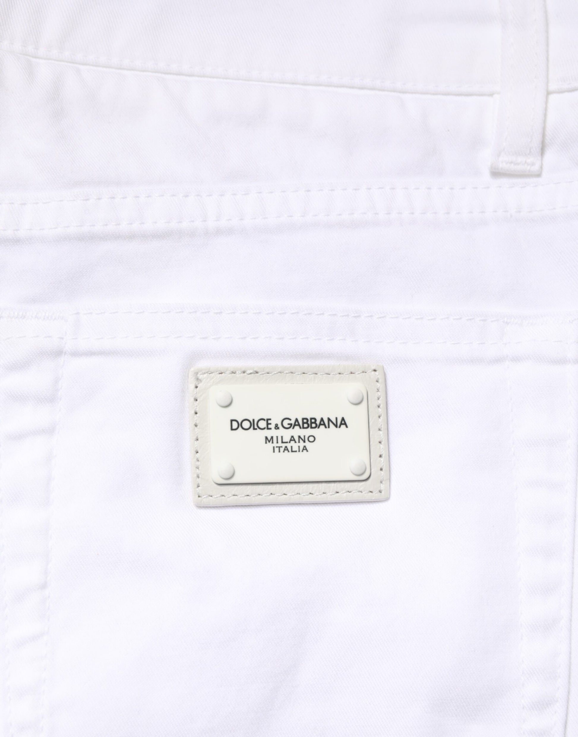 Dolce & Gabbana White Cotton Stretch Skinny Denim Men Jeans | Regal Royce