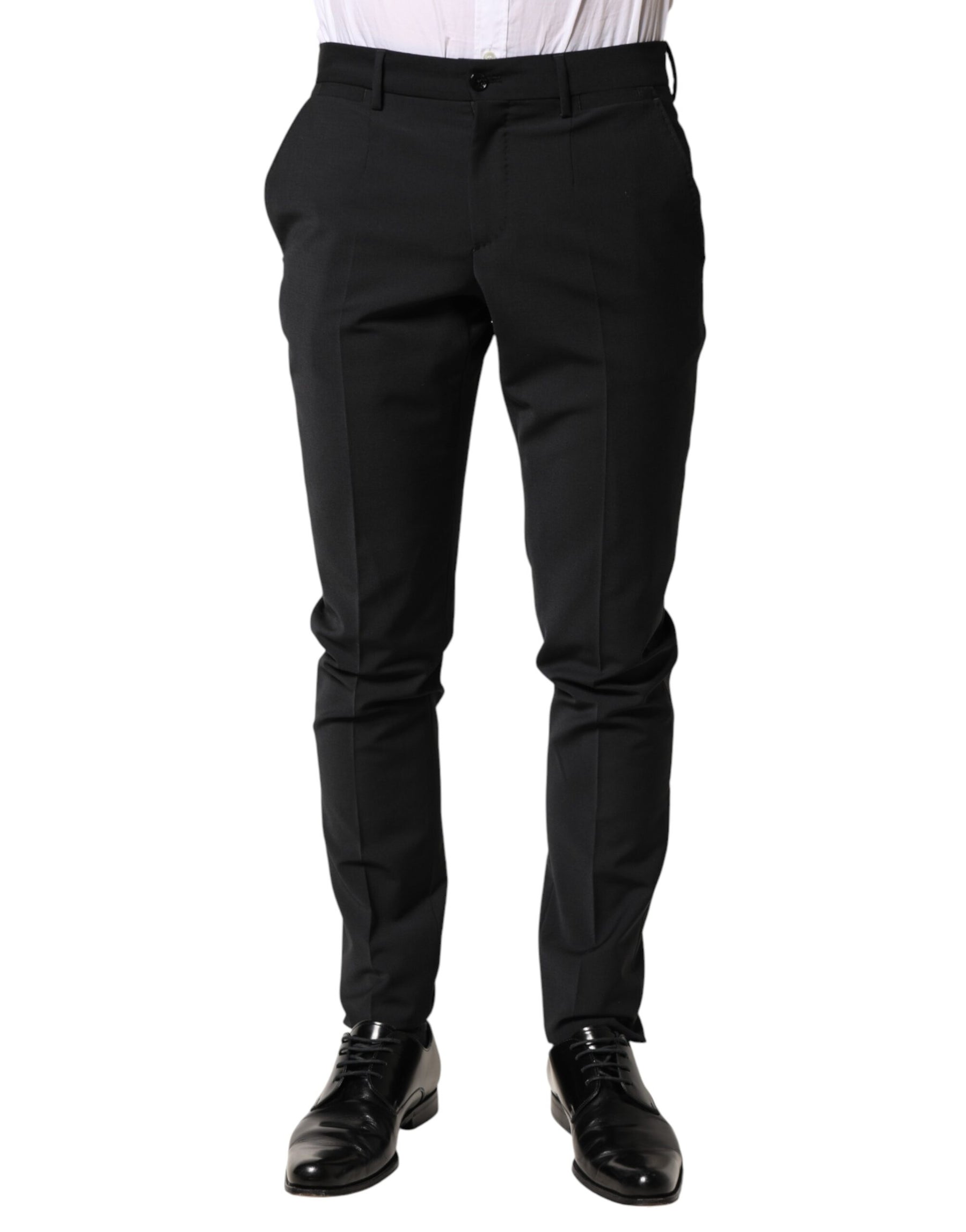 Dolce & Gabbana Black Wool Formal Dress Men Trouser Pants | Regal Royce