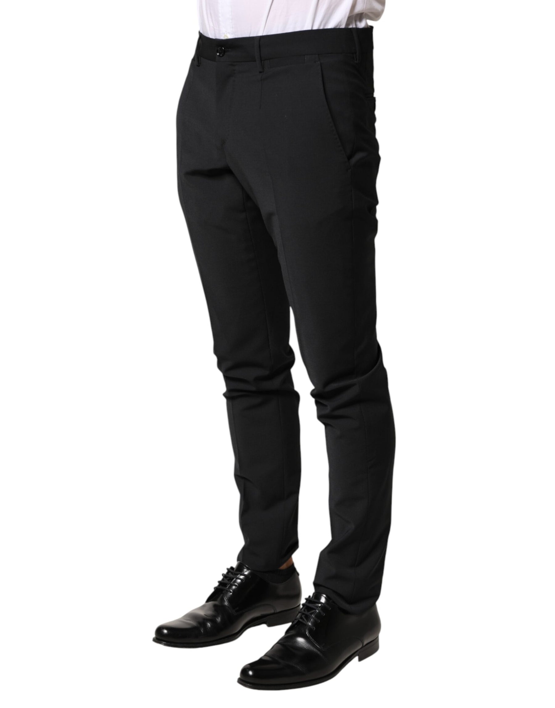 Dolce & Gabbana Black Wool Formal Dress Men Trouser Pants | Regal Royce