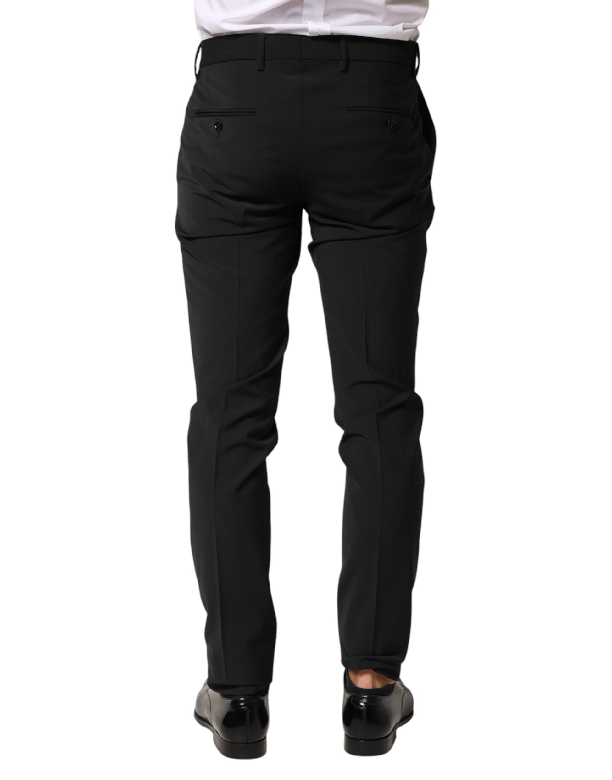 Dolce & Gabbana Black Wool Formal Dress Men Trouser Pants | Regal Royce