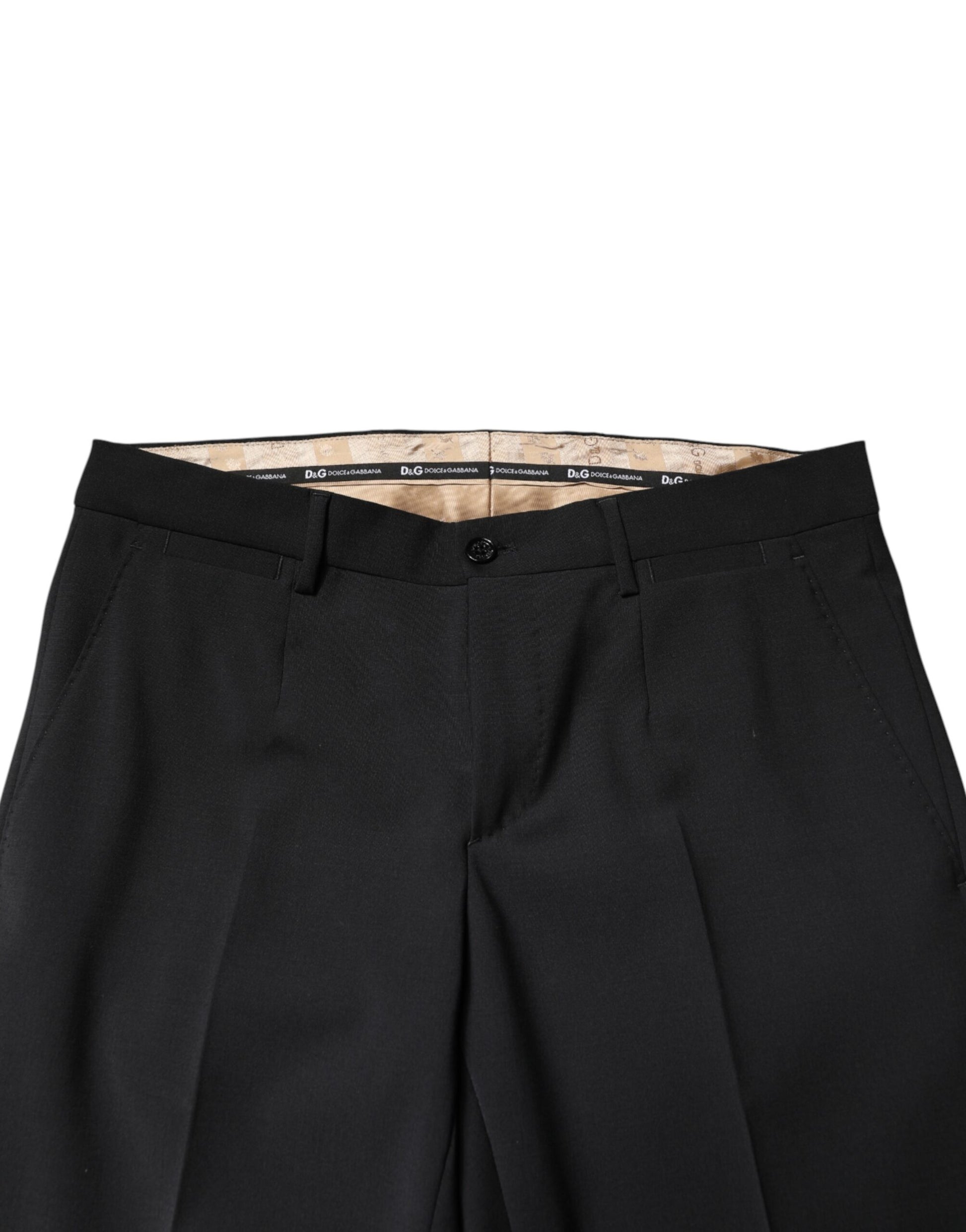 Dolce & Gabbana Black Wool Formal Dress Men Trouser Pants | Regal Royce
