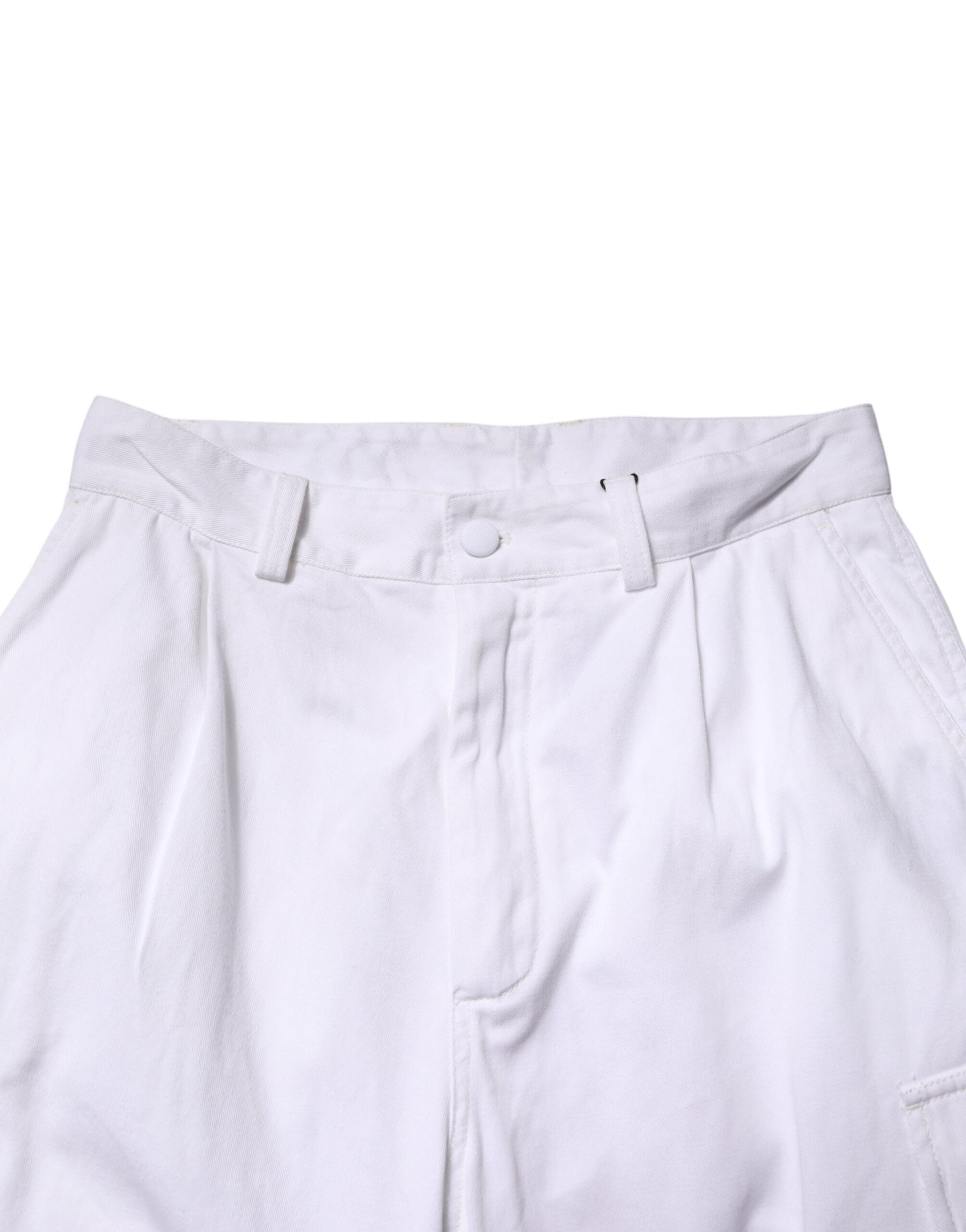 Dolce & Gabbana White Cotton Men Cargo Denim Trouser Jeans | Regal Royce