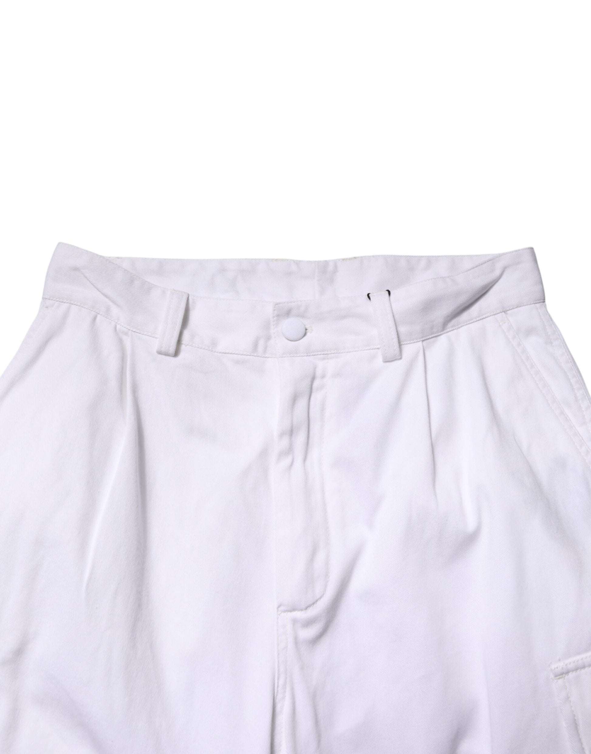 Dolce & Gabbana White Cotton Men Cargo Denim Trouser Jeans | Regal Royce