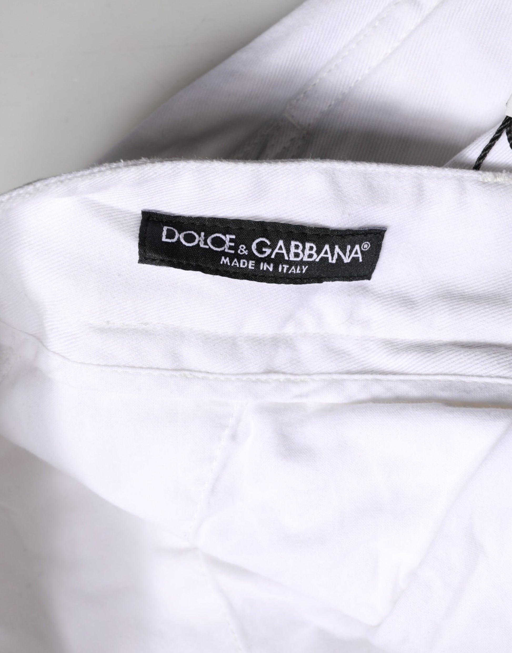 Dolce & Gabbana White Cotton Men Cargo Denim Trouser Jeans | Regal Royce