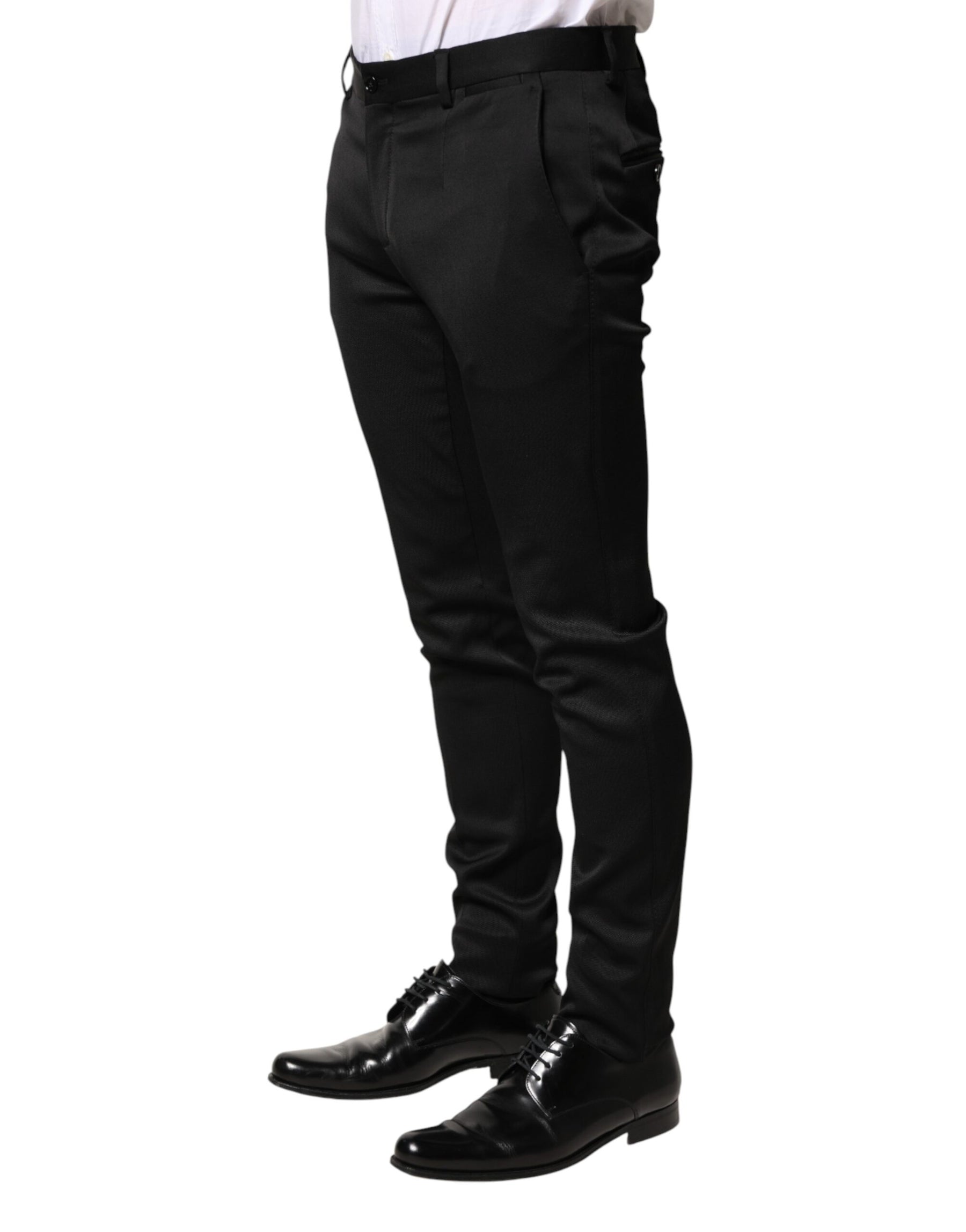 Dolce & Gabbana Black Viscose Dress Formal Men Trousers Pants | Regal Royce