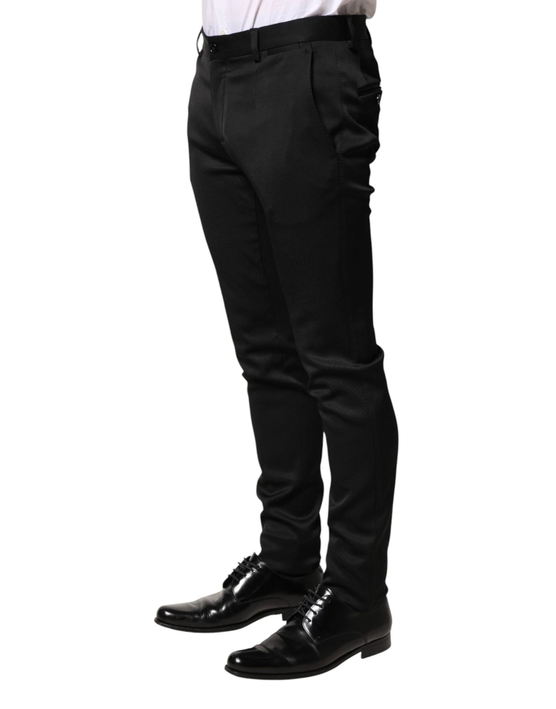 Dolce & Gabbana Black Viscose Dress Formal Men Trousers Pants | Regal Royce