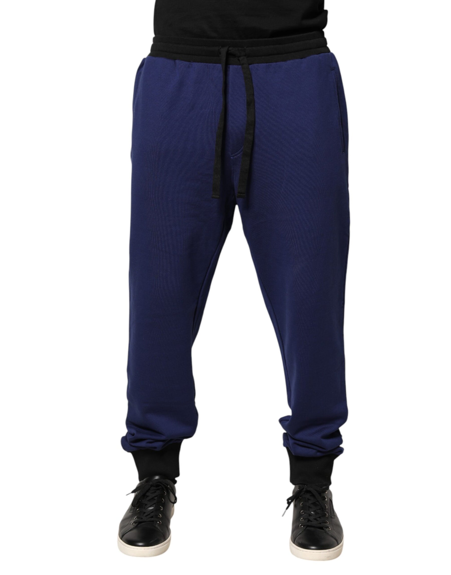 Dolce & Gabbana Blue Cotton Mid Waist Jogger Trousers Pants | Regal Royce